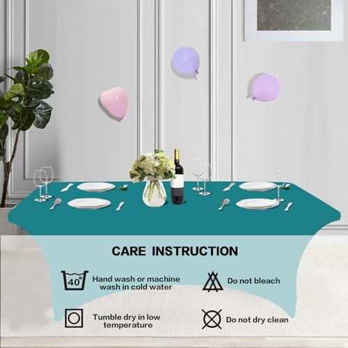2 Pack 4FT Table Cloth for Rectangular Fitted Events 4 Ft - 2 Pcs Lake Blue