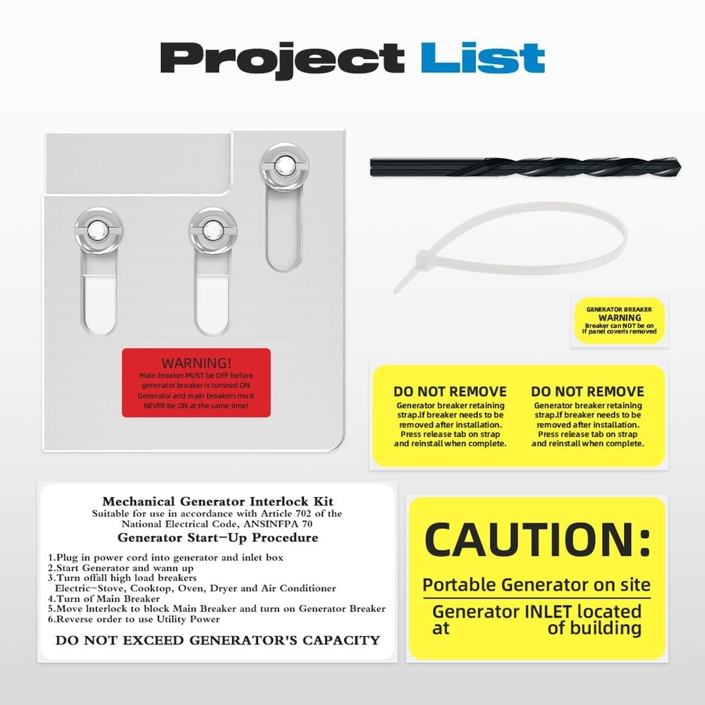 Square D & Homeline Compatible 200 Amp Generator Interlock Kit - Easy Install