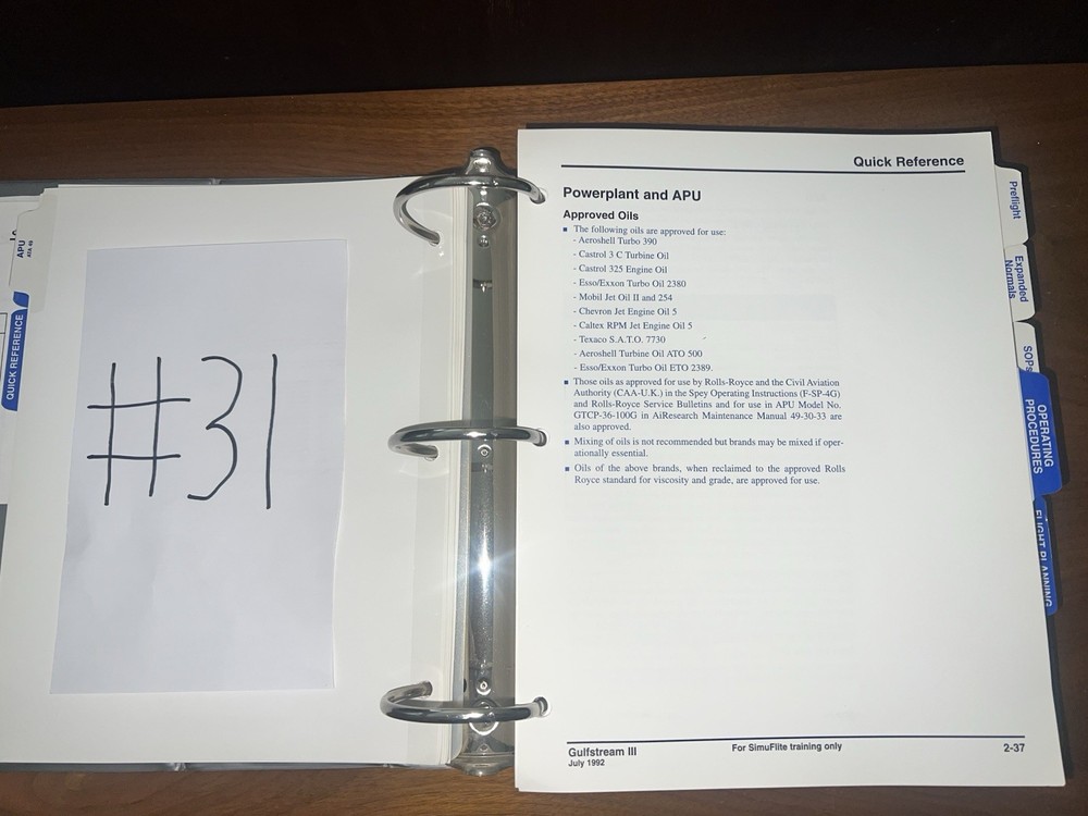 SimuFlite Gulfstream III Gulfstream 3 Technical Manual