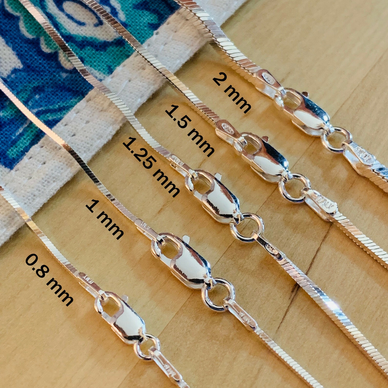 Real Solid 925 Sterling Silver Square Diamond Cut Snake Italian Chain Necklace