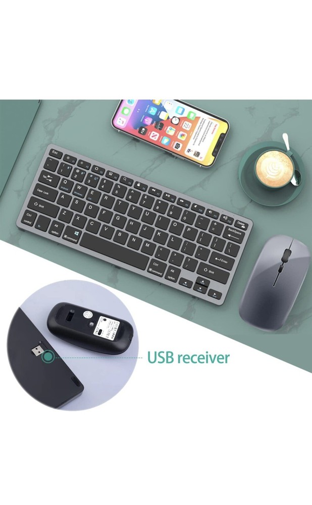 Ultra Thin Wireless Keyboard And Mouse Combo Set 2.4G For Mac PC Maximum Comfort