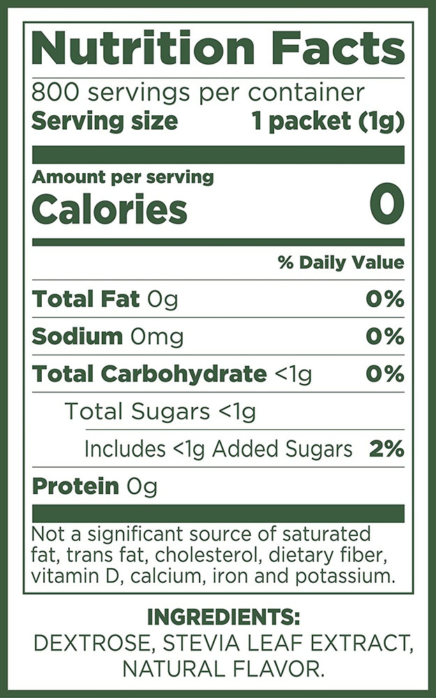 Stevia Sweetener 28.2Oz (800 Packets)