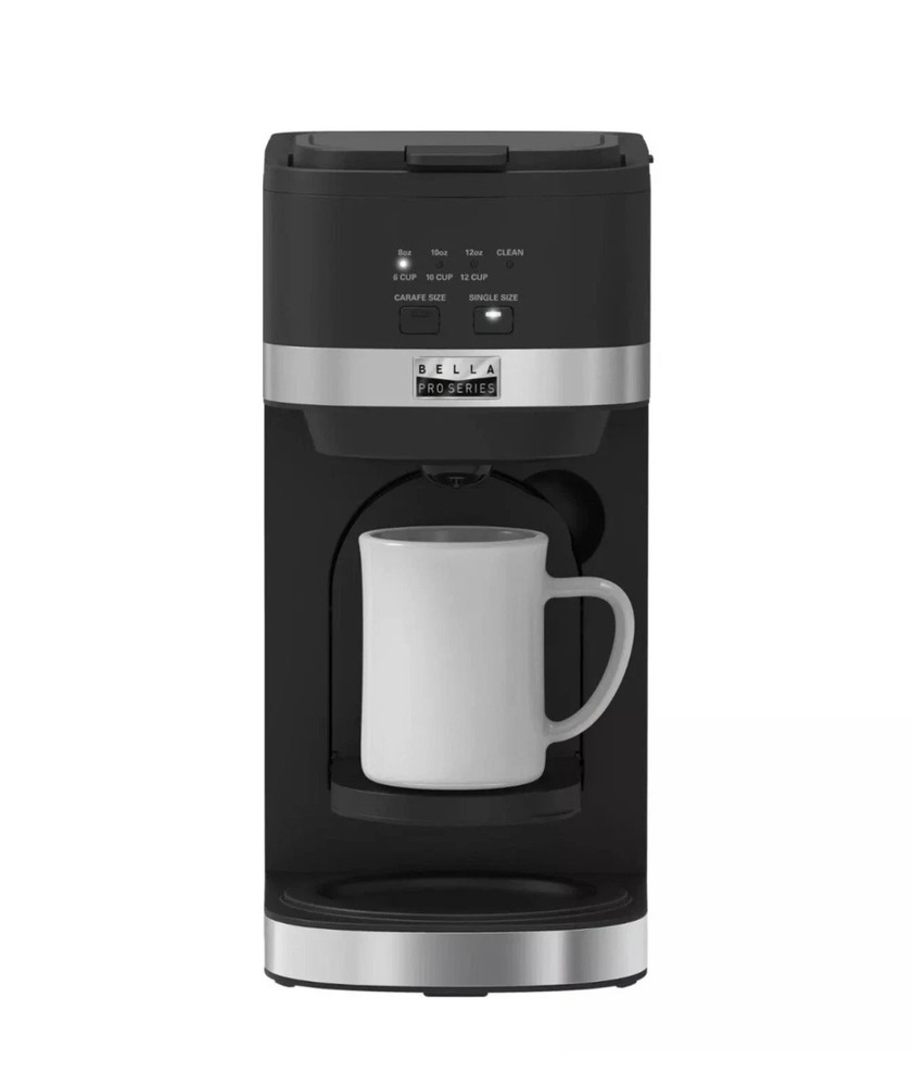 Bella Pro Series - Single Serve & 12-Cup Coffee Maker Combo - Black - New