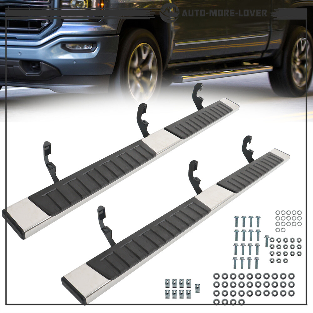 6" Running Boards Side Step For 2007-18 Silverado GMC Sierra Double Extended Cab