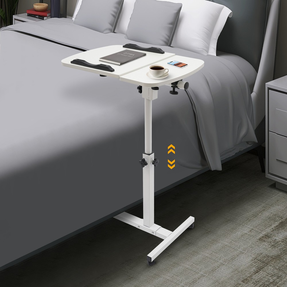 Over Bed Table Mobile Rolling Laptop Stand Computer Bedside Table Adjustable New