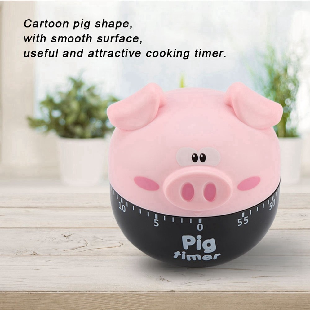 Cartoon Pig Kitchen Mechanical Timer Pink