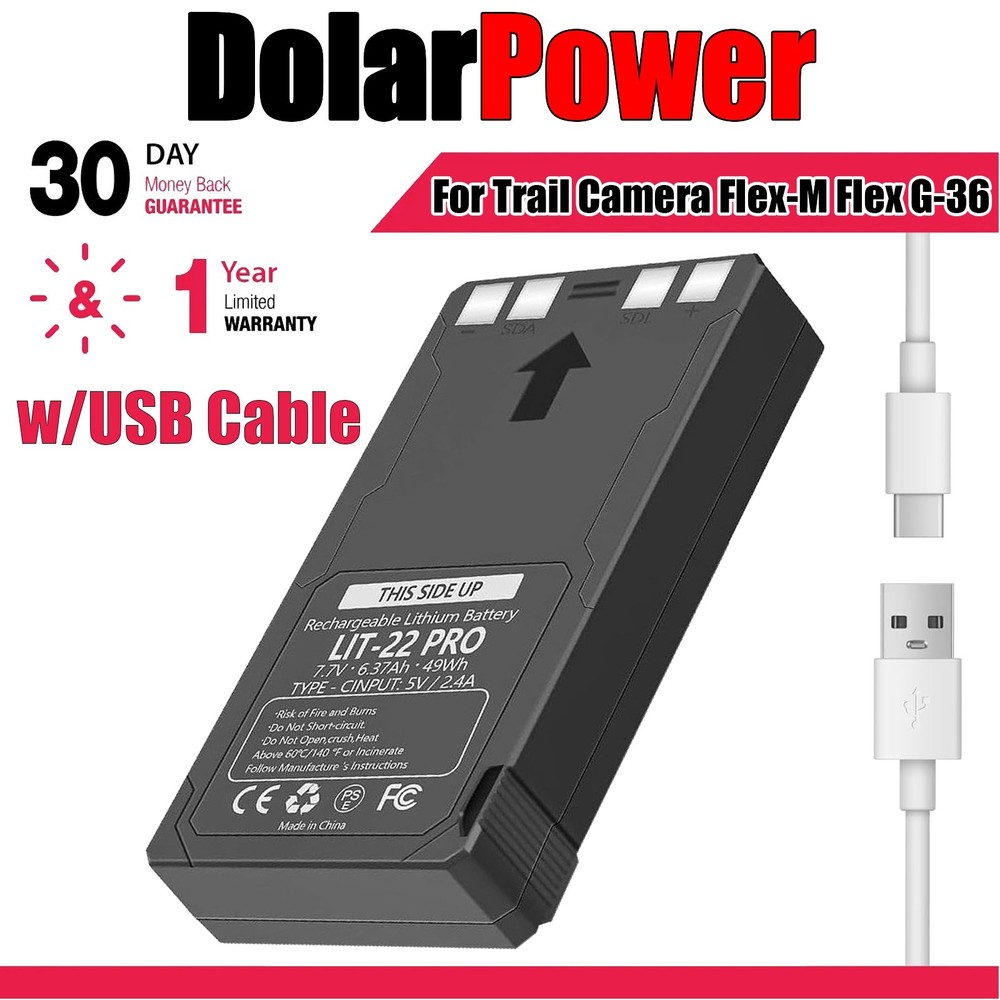 Upgrade Rechargeable LIT-22 Battery Compatible For Trail Camera Flex-M Flex G-36
