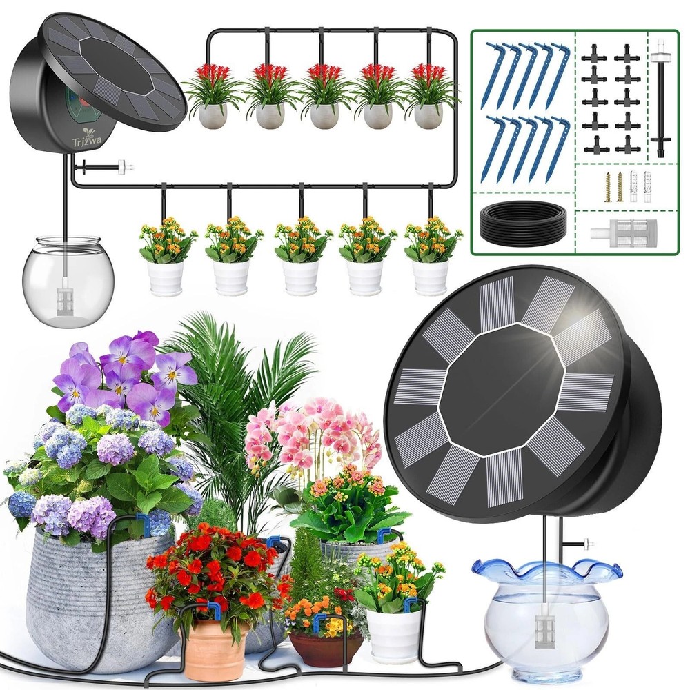 Automatic Solar Drip Irrigation System Kit,DIY Irrigation System for Garden Yard