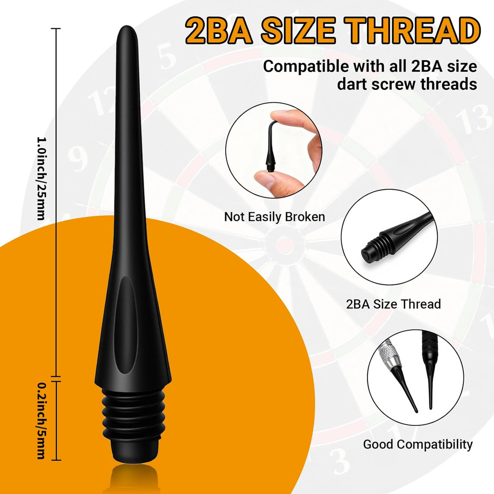 Soft Tip Dart Points 150/300/600 Pack - 2BA Thread Plastic Dart Tips Replacement