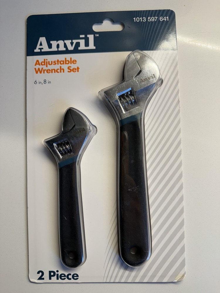 Two-piece adjustable wrench set with comfort handles