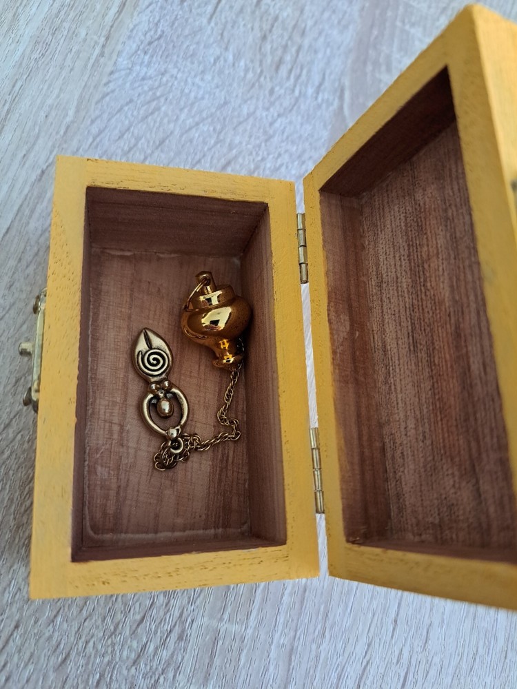 Hand painted Box with Pendulum Brass- Goddess Spiral