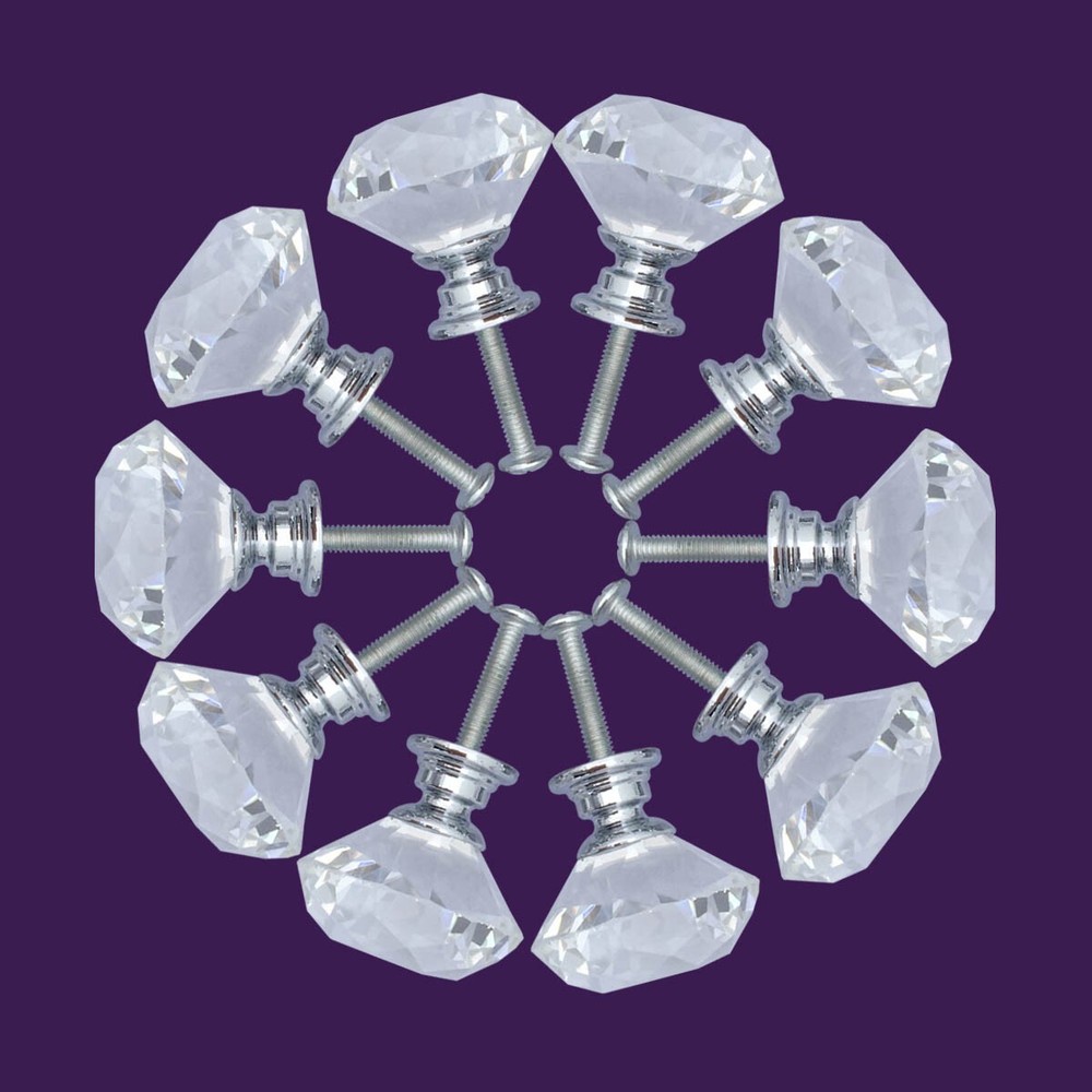 Glass Cabinet Knobs Diamond Shape Pull Handles Dresser Drawer Knobs 20 pcs