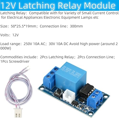 2Pcs 12V Latching Relay Module Single Bistable Push to Start and Stop