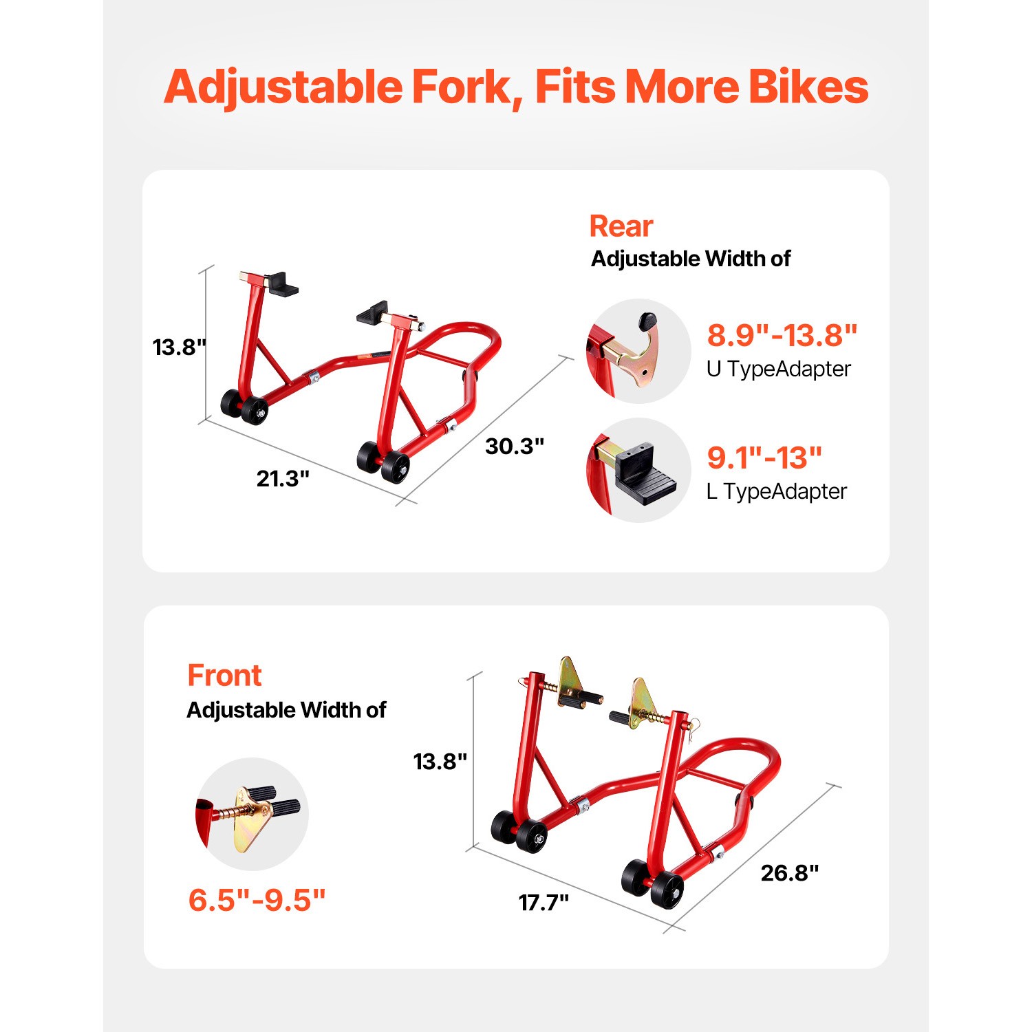 Motorcycle Front & Rear Stand Lift 850 lbs Spoolift Paddock Swingarm Arm Red