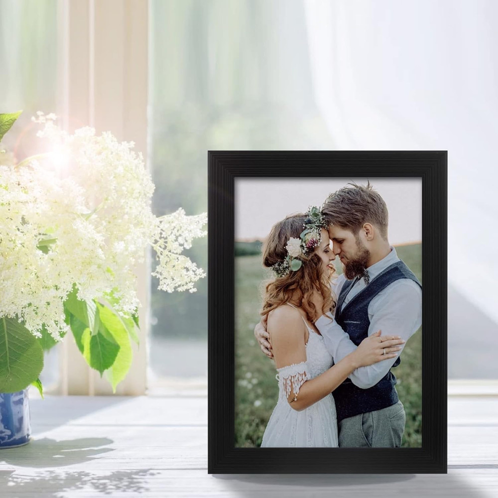 2 Pack 5X7 Picture Frame, Black for Wall and Tabletop Display, Resistant Plastic