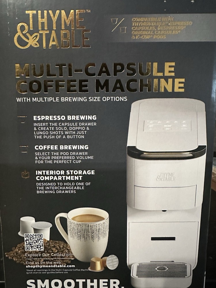 Thyme & Table Multi-Capsule Coffee Machine White, 20-Bar, Nespresso/K-Cup