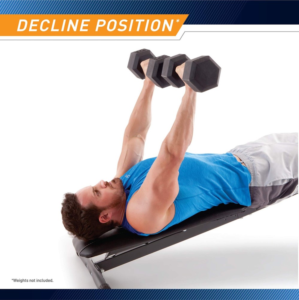 MultiPosition Utility Bench for Upright, Incline, Decline, Flat Workouts