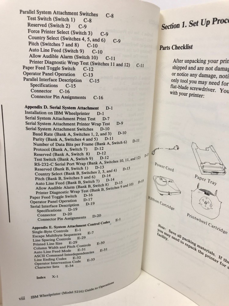 IBM WHEELPRINTER (MODEL 5216) GUIDE TO OPERATIONS MANUAL 8509384
