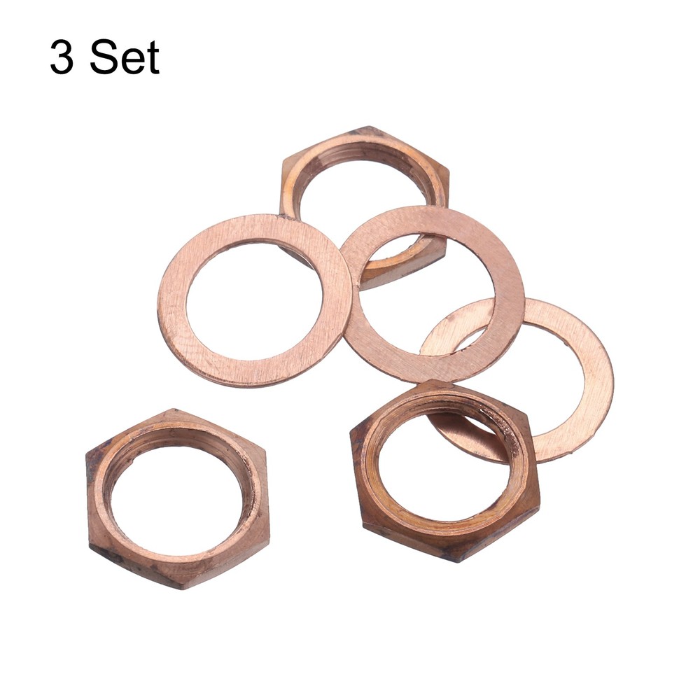 3 Set Guitar Nuts and Washers 3/8" Guitar Input Output Jack Socket Nuts Copper