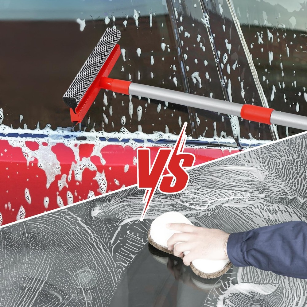 Windshield Cleaner Tool 2 in 1 Car Window Squeegee with Extendable Handle