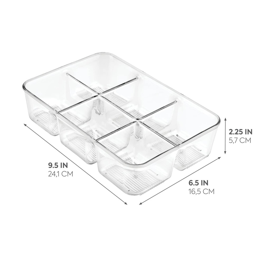 iDesign Clear Tea Bag & Sugar Packet Organizer for Extra Large, 3 Section