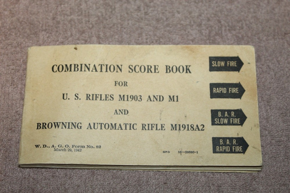 Original WW2 U.S. Army GI's Combination Score Book for Rifles, 1942 dated