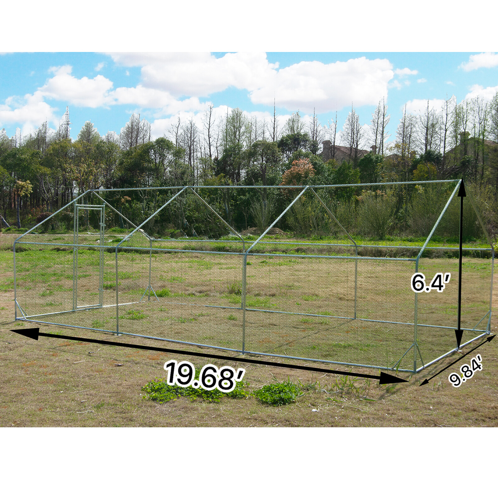 Large Metal Chicken Coop, Walk-in Poultry Cage Galvanized Hen Playpen House