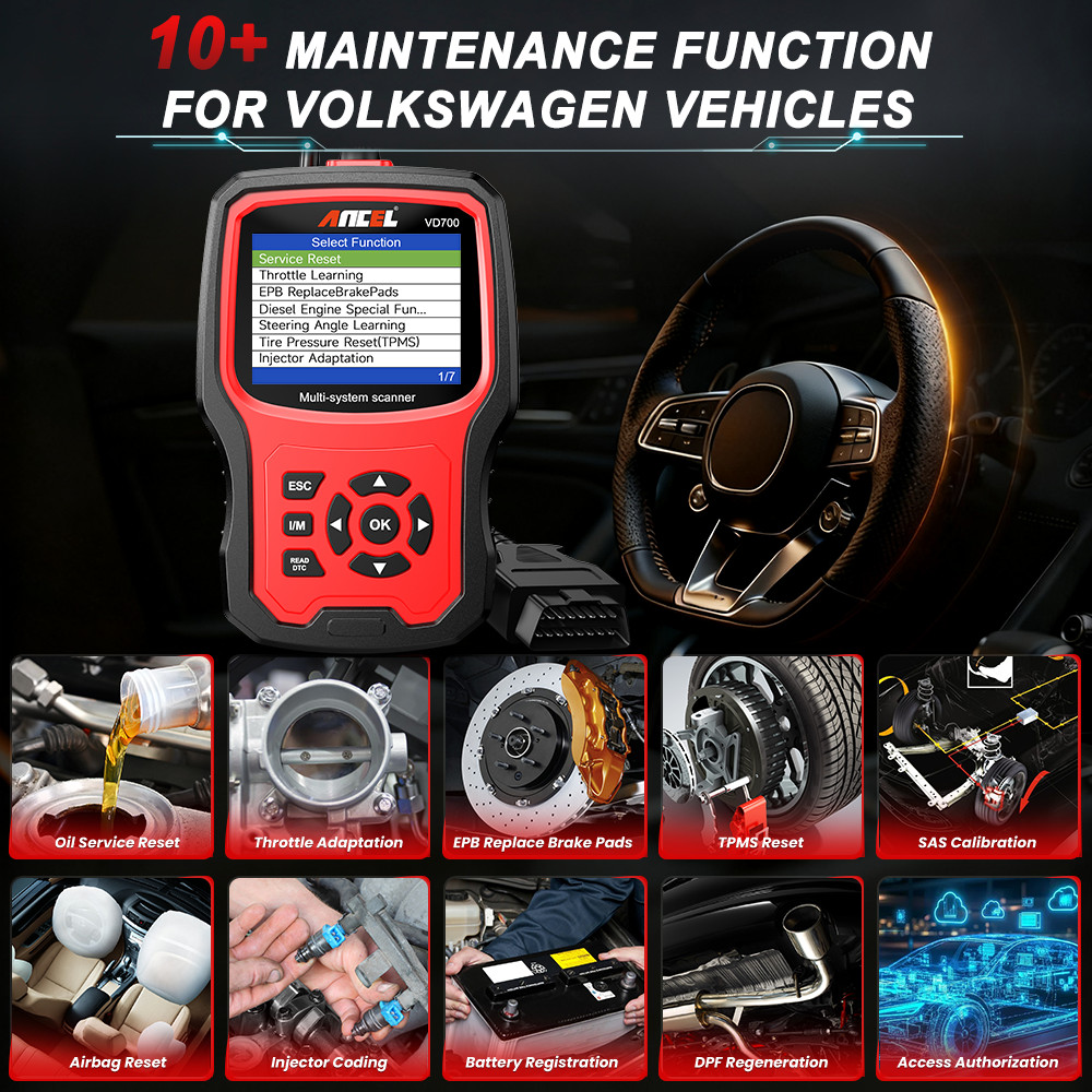 ANCEL VD700-US For VW Car OBD2 Scanner Fault Code Reader All System Diagnostic