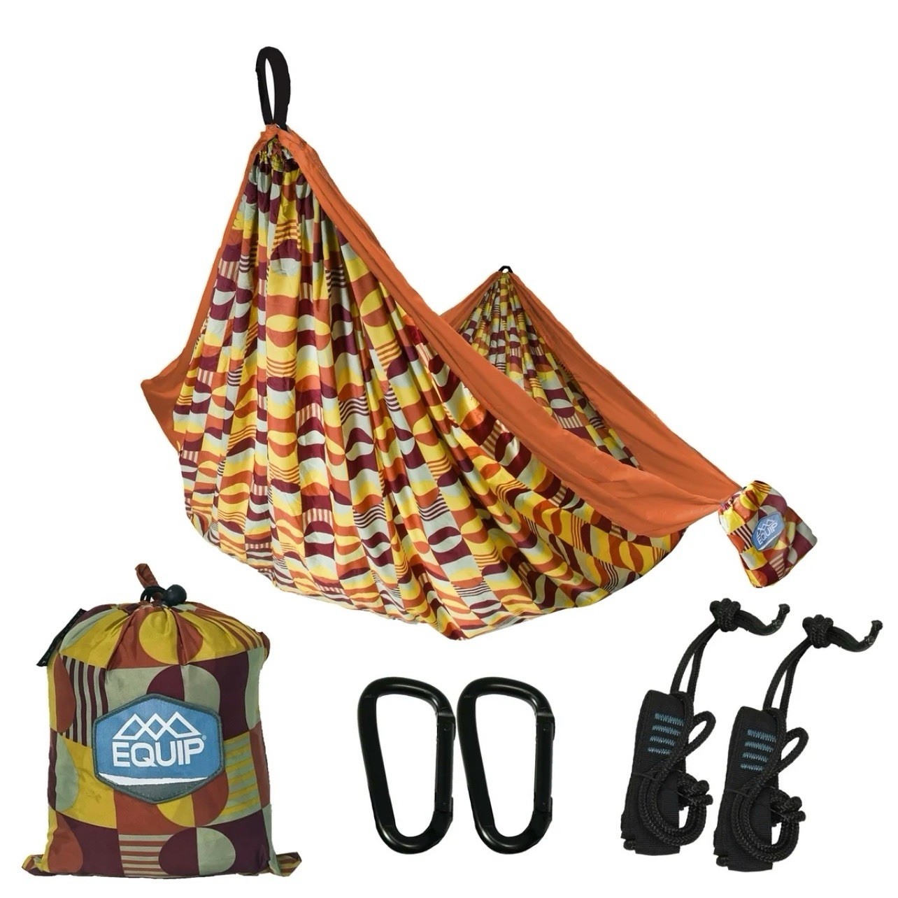 Equip Premium Nylon Camping Travel Hammock, 2 Person Groovy Moons New