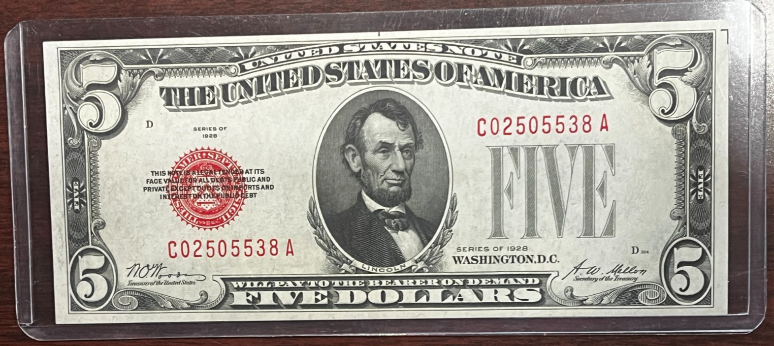 1928 $5 BEAUTIFUL CRISP AU/CU UNITED STATES NOTE!