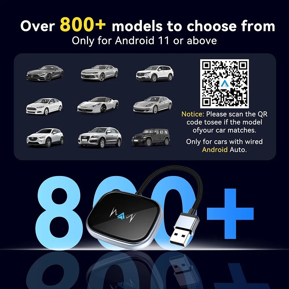 Android Auto Wireless Adapter Carplay Compatible, Latest NFC, Touchscreen