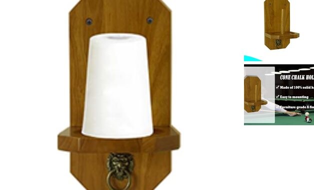 Wall Mounted Cone Chalk Holder, Pool Table Accessory, Solid Wood Classic Oak