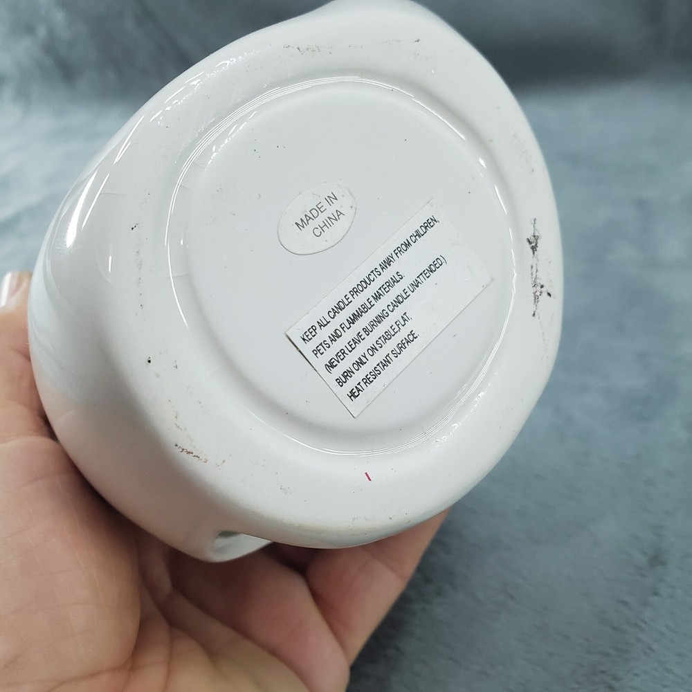 Ghost Tealight Candle Holder Green Patch Glossy White Ceramic Blushing