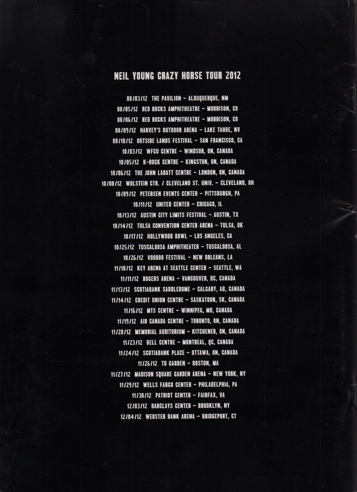 NEIL YOUNG 2012 ALCHEMY NORTH AMERICA CONCERT TOUR PROGRAM BOOK BOOKLET / NMT