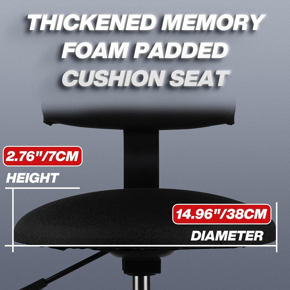 Shop Stool with Backrest Mechanic Garage Padded Workbench Stool for Workshop