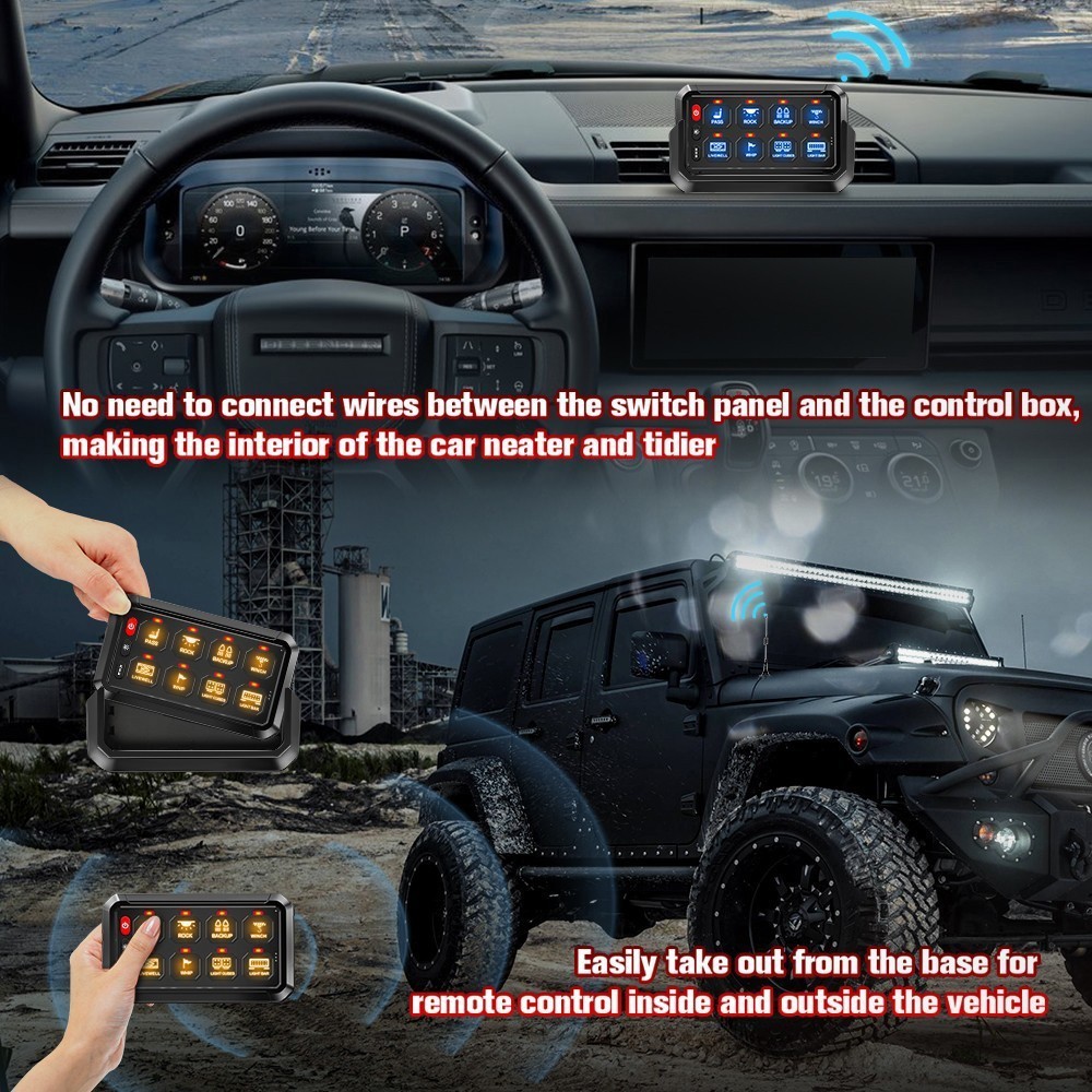 12 Gang Switch Panel RGB Wireless Circuit Relay System LED Light Remote Control