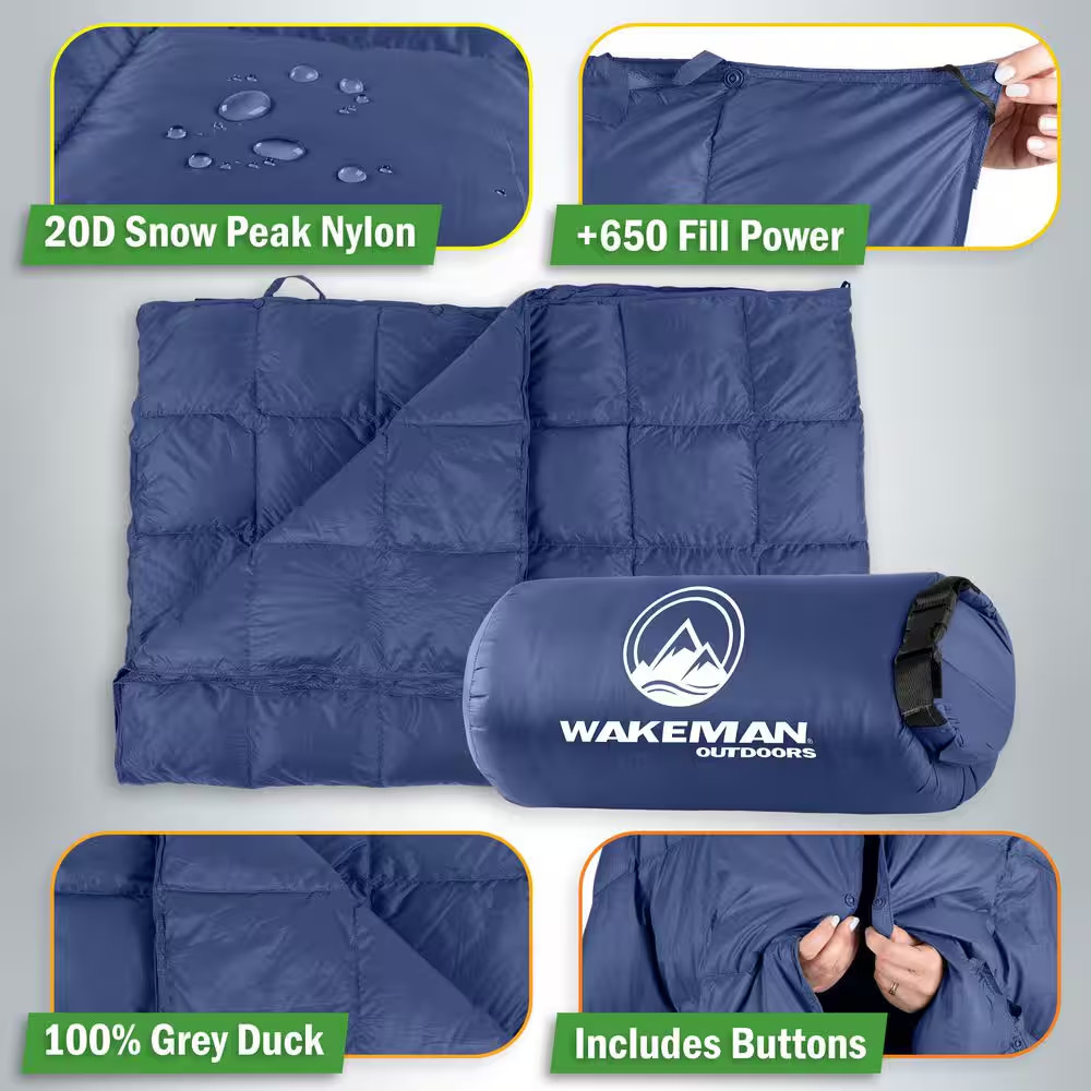 78 X 52 In. down Camp Blanket, Blue