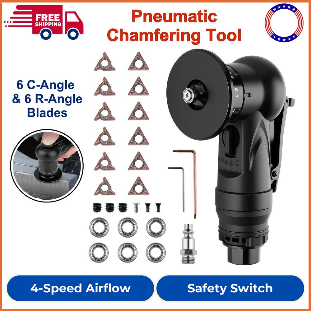 Pneumatic Chamfering Tool Chamfer Tool W/ 6 C-Angle& 6 R-Angle Blade Lightweight