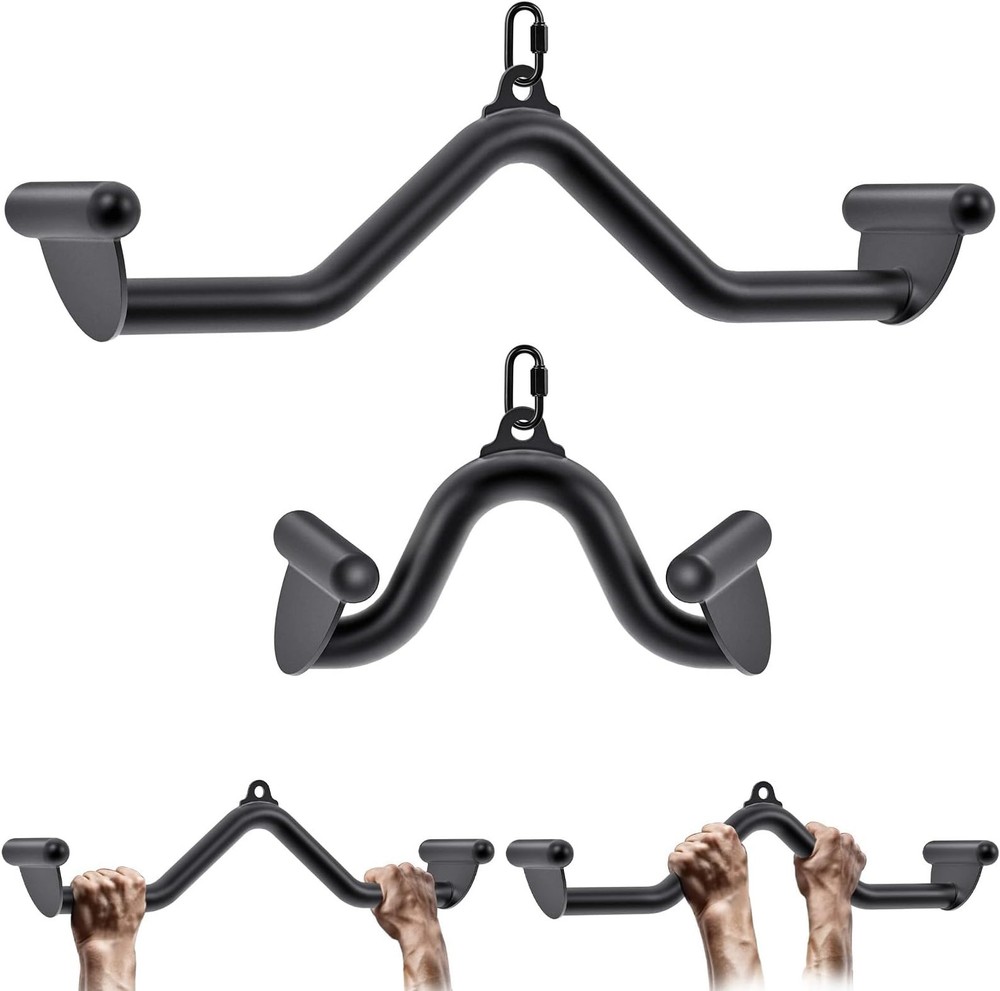 12" LAT Pull Down Bars Cable Machine Attachment, Rowing T-bar V-bar Set, Back...