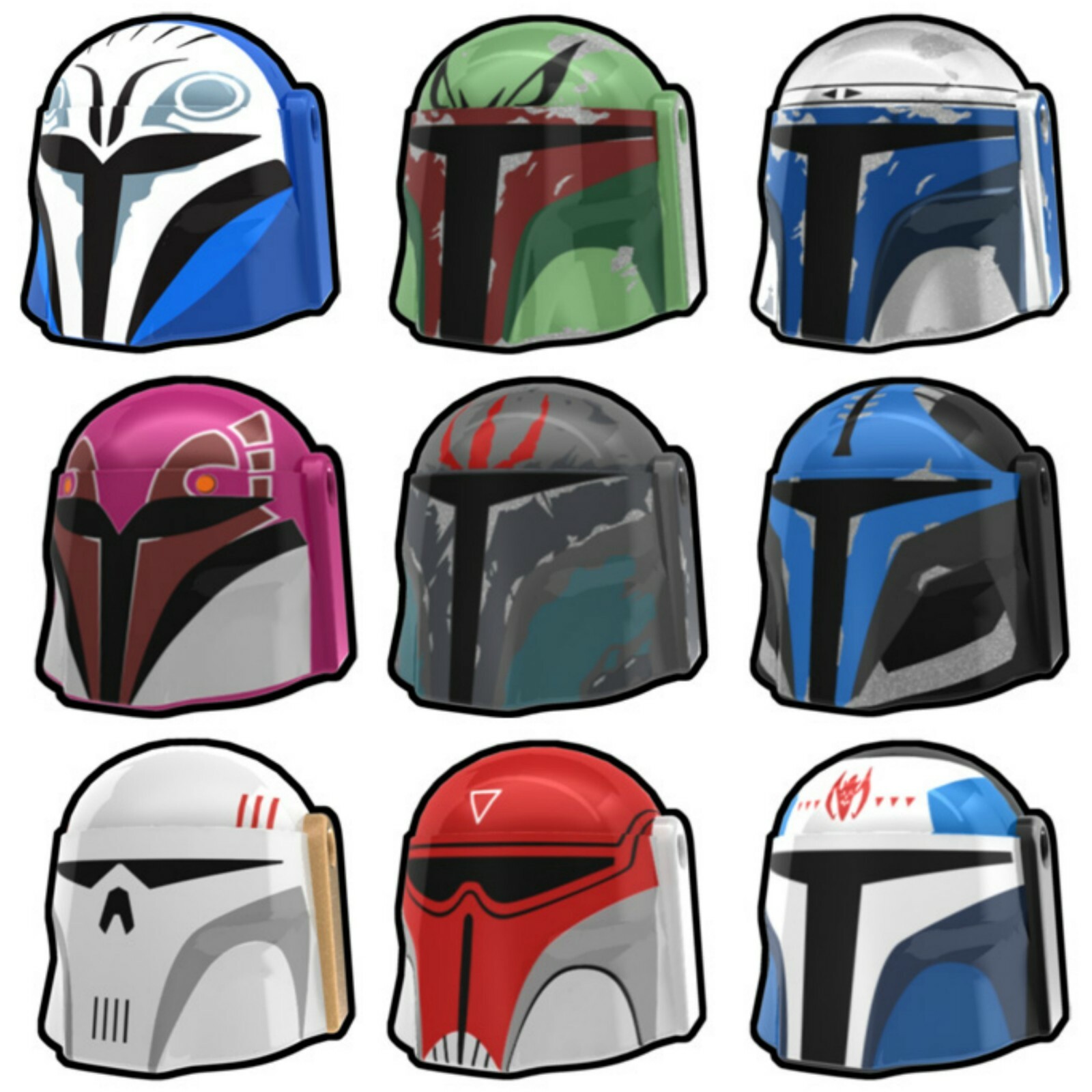 Arealight Customs MANDALORIAN HELMET Minifigure Scale -Pick Style-