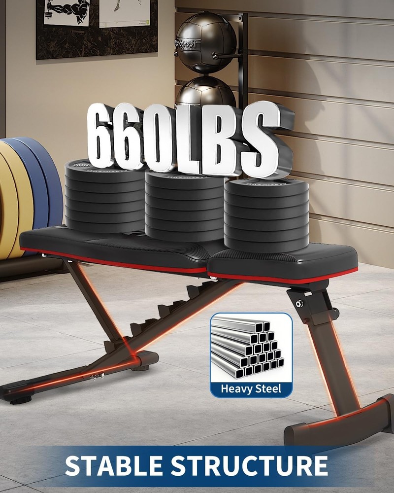 Adjustable Weight Bench 5-Levels Foldable Bench Workout Strength Training 660LBS