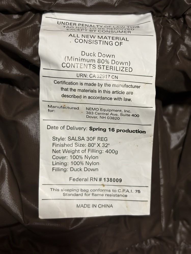 NEMO Equipment Salsa 30 Sleeping Bag 650 Down