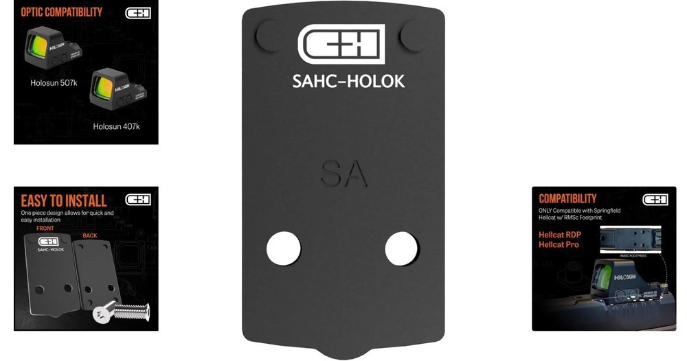 Easy Install Precision Mounting Plate for Springfield Hellcat and Holosun Optics