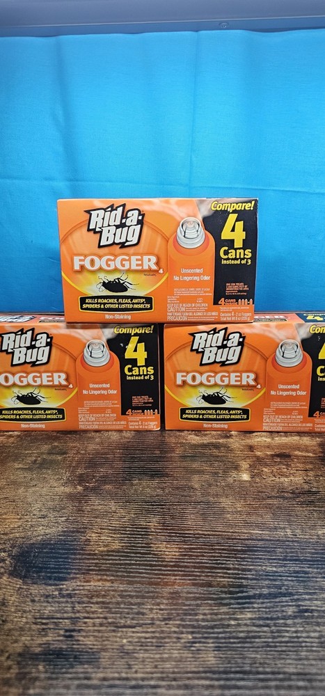3 Rid A Bug Roach Flea Indoor Killing Fogger Unscented Kill On Contact 4-2oz Can