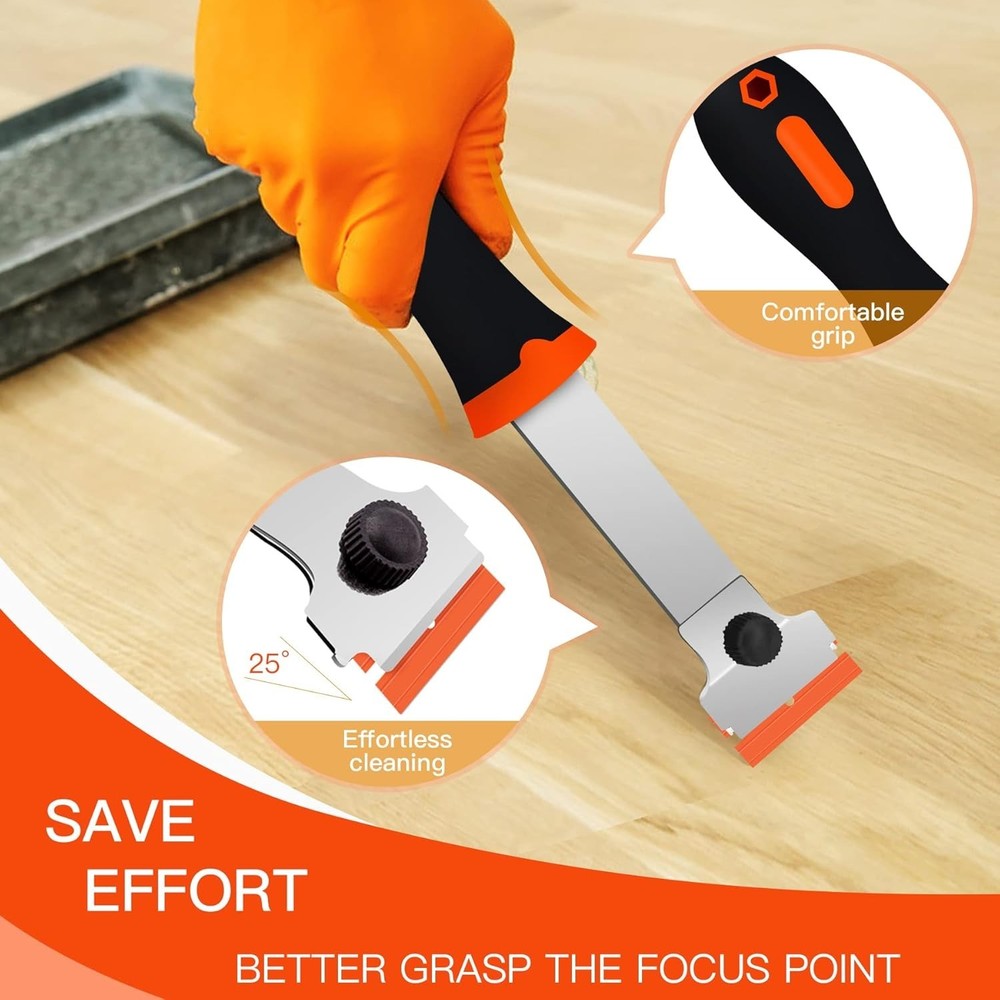 Razor Blade Scraper, Long Handled Scraper Tool with 10 Extra Replacement Blades,