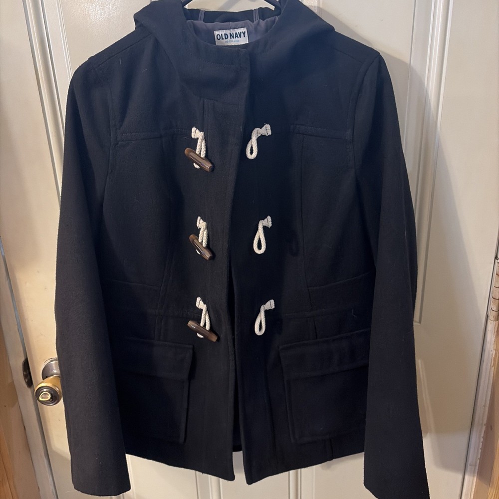 Old Navy Women's Duffle Coat Hooded Medium Black