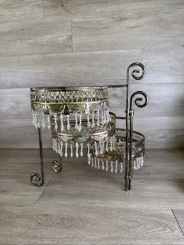 VTG Davco Silver Ltd. Three Tier Beaded Dessert Platform Beaded