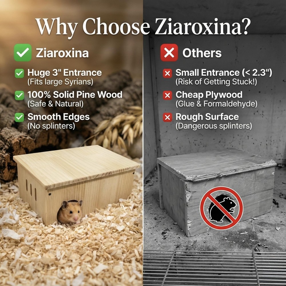 Solid Pine Multi Chamber Hamster Hideout House Removable Divider 3" Entrance ...