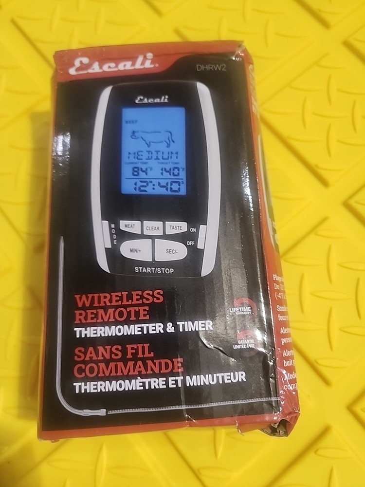 Escali Wireless BBQ Thermometer and Timer, 200 Foot Range, Black