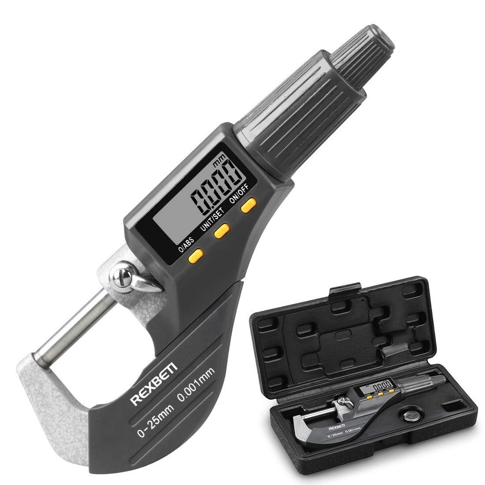 Professional Inch/Metric Digital Micrometer with Protective Case & Battery
